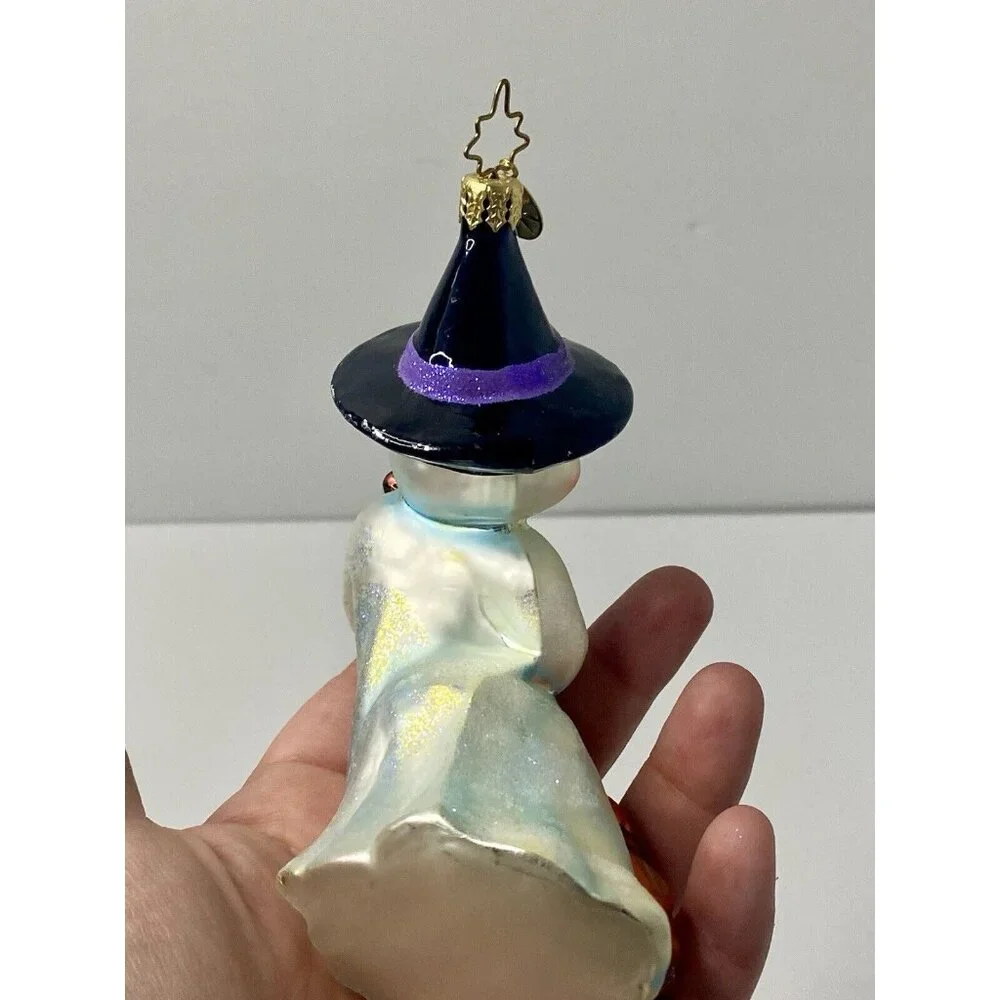 Christopher‎ Radko Broom-Shtick Glass Halloween Ornament Ghost Witch Broom READ